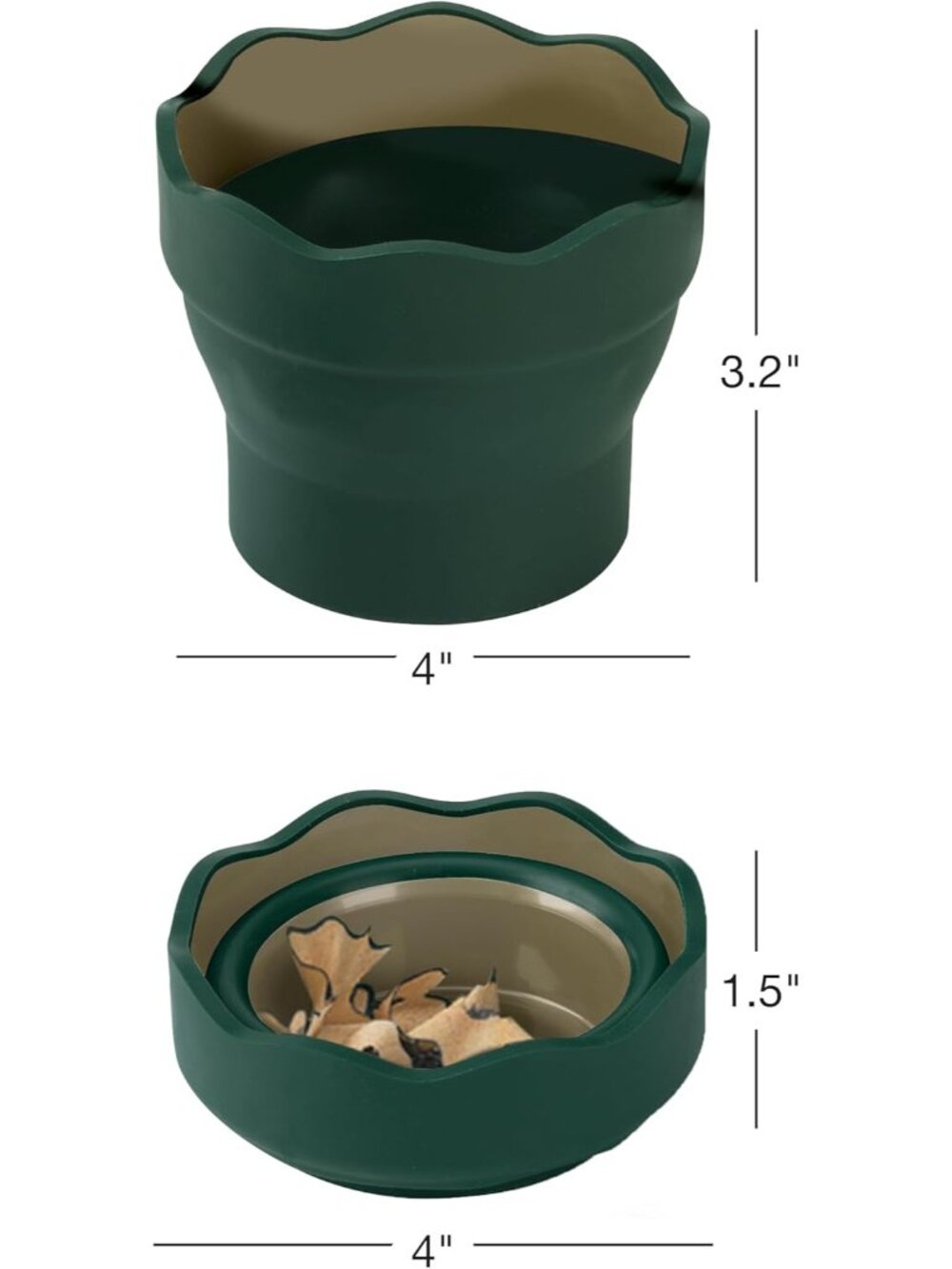Clic & Go Artist Water Cup, Dark Green - Travel-Friendly Collapsible Brush Clean - Picture 2 of 7